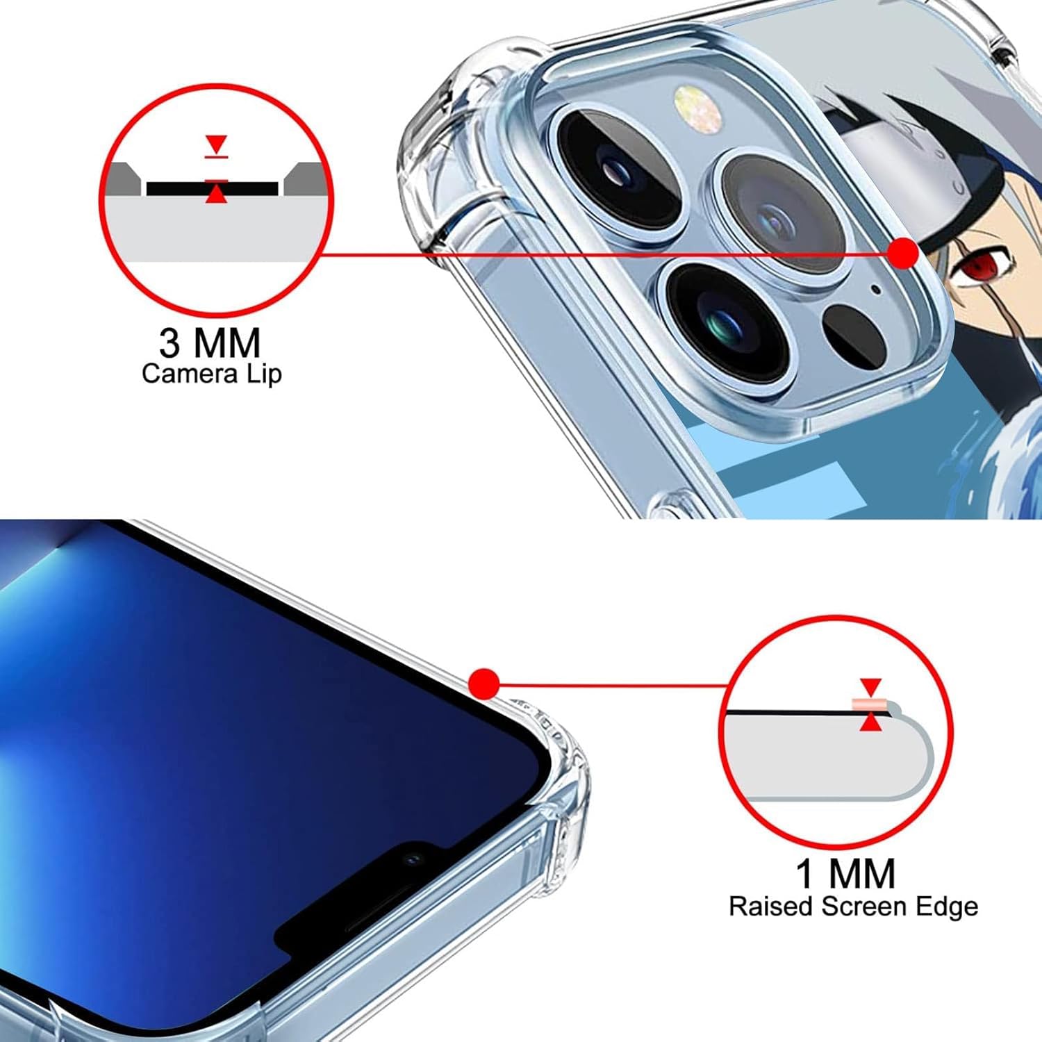 Funda para iPhone 15 Pro Max Anime (Anime-kkx), TPU transparente a prueba de golpes para niños y niñas, funda protectora para teléfono celular con 4
