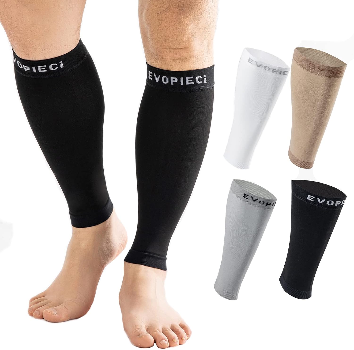 15-20mmHg 1 par de calcetines de compresión para hombres y mujeres con manga ancha de pantorrilla para soporte de piernas, alivio del dolor