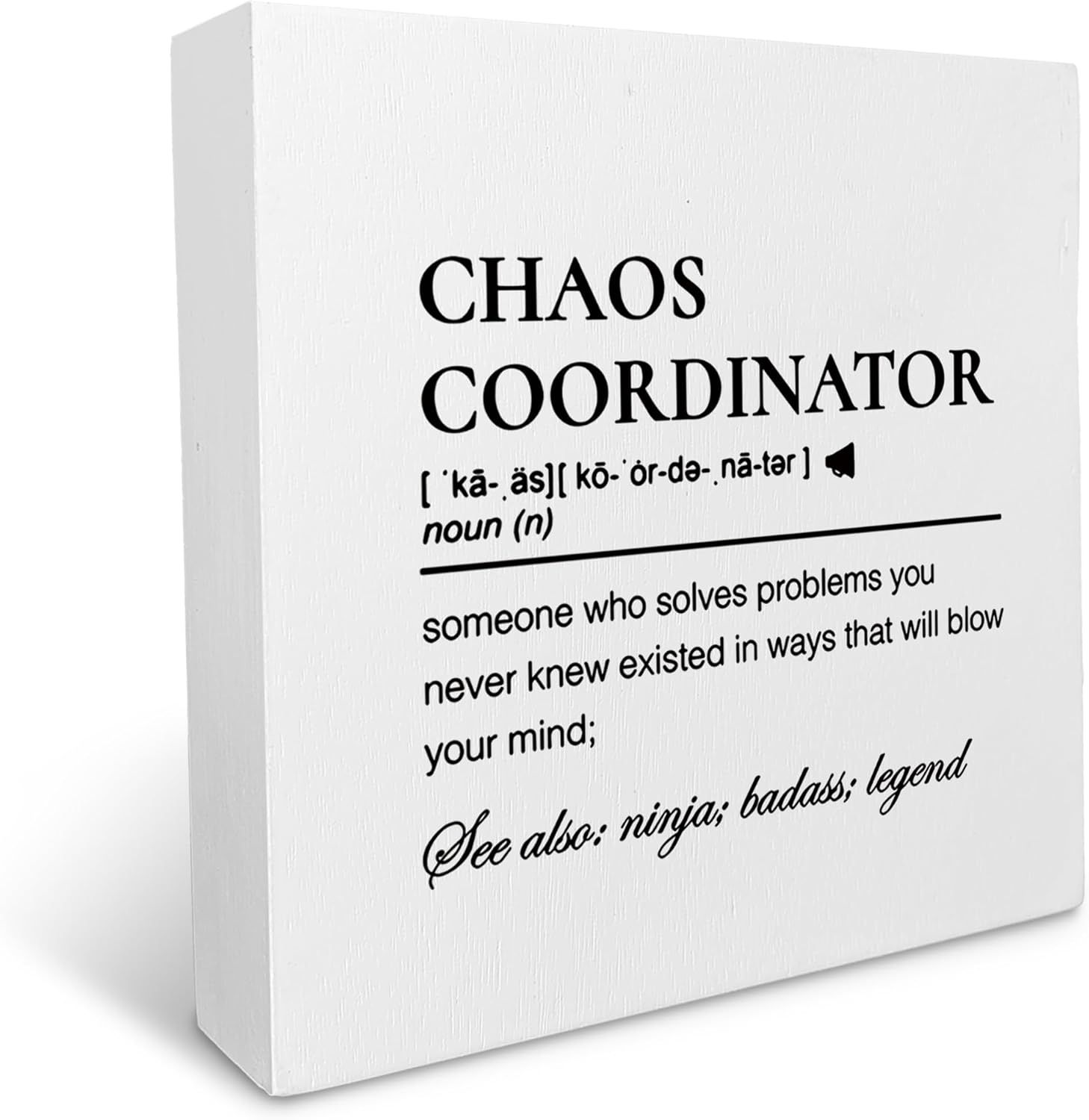 Cartel de escritorio del Coordinador del Caos, letrero de caja de madera del coordinador del caos, regalo rústico de coordinador de caos, placa de