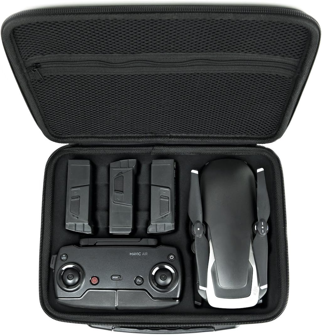 MAVIC AIR GO CASE (DRONEGEAR EDITION) Carcasa rígida compacta DJI MAVIC AIR BODY, CONTROLLER, y 3 PILAS DE REPUESTO -Funda de viaje de nailon