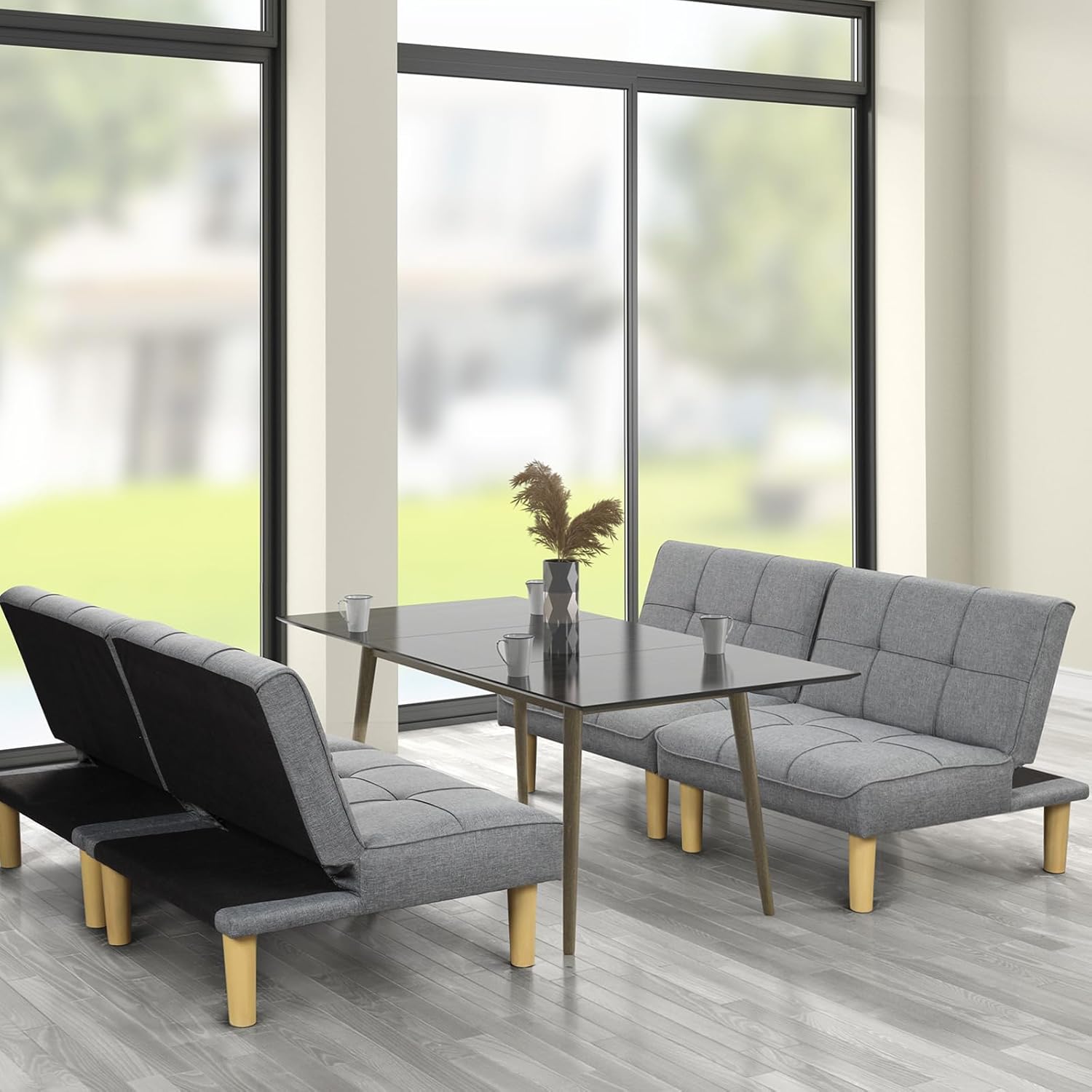 KAIRUITUCH Mini futón sin brazos, respaldo ajustable, sofás pequeños convertibles, sofás esquineros para espacios pequeños, sala de estar,