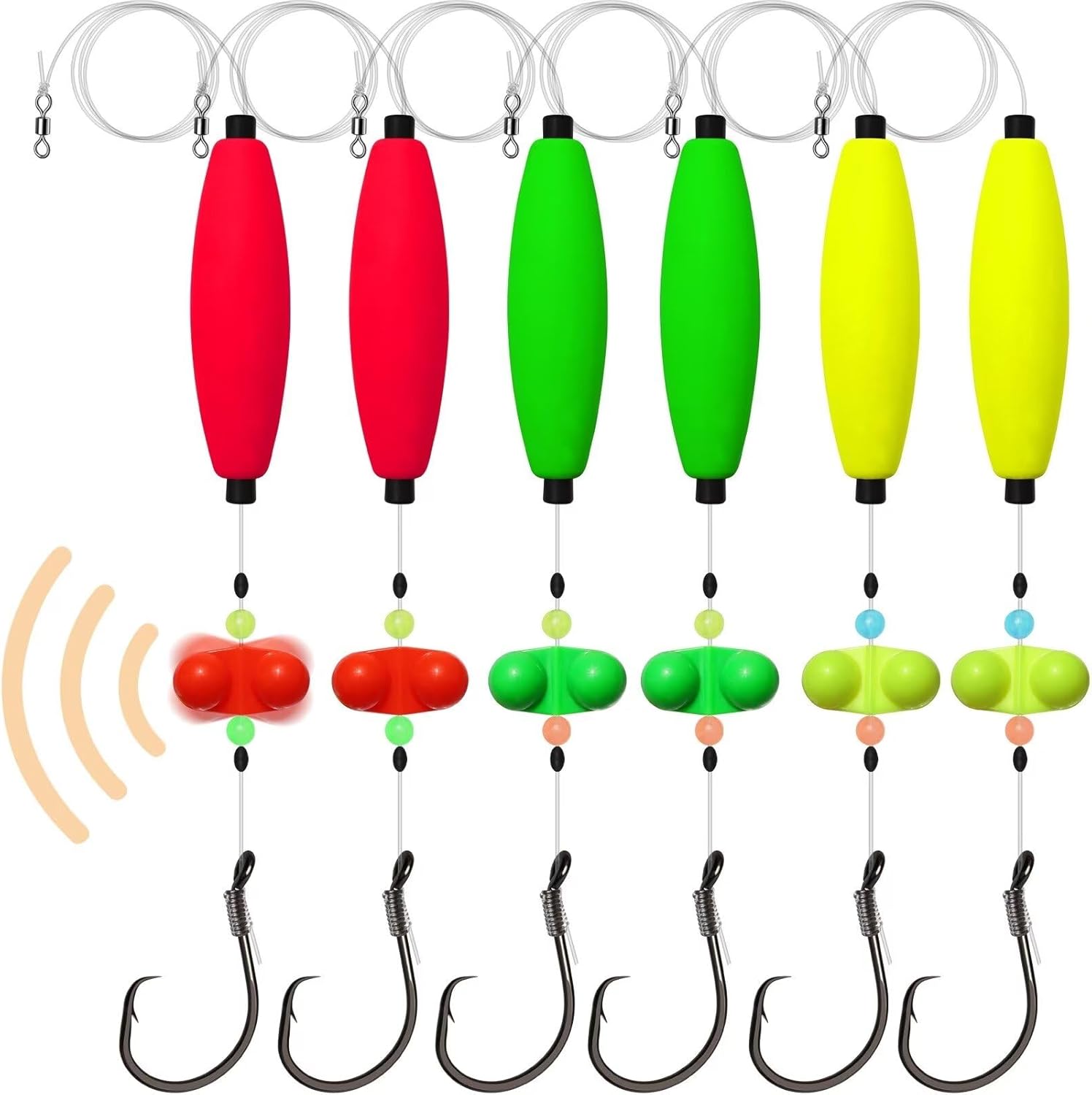 Dovesun Plataformas de pesca para bagre, 6 piezas de aparejos de pesca para gato, aparejo Santee Rig 50 60 70 80 ganchos circulares para flotadores