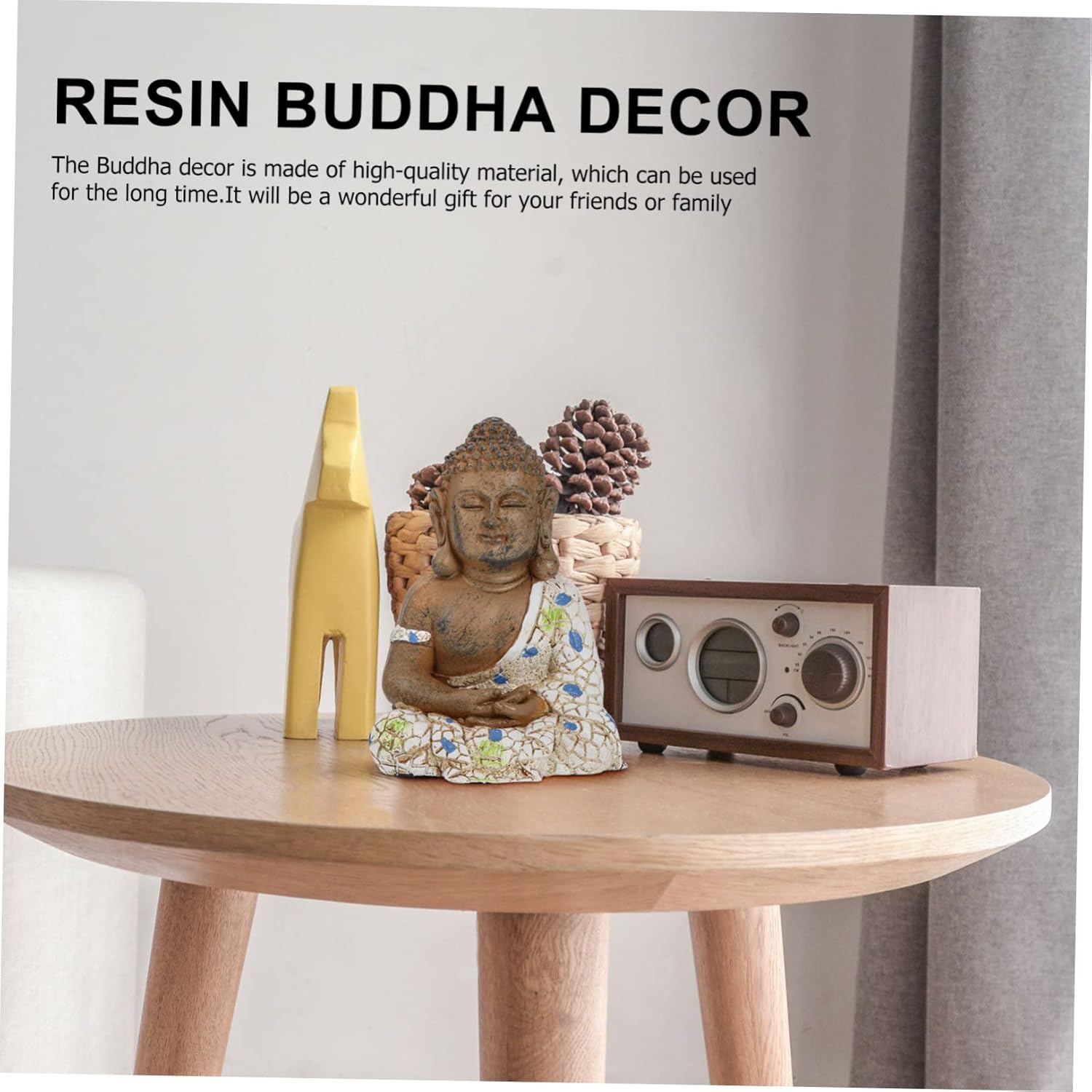 Garneck 2 pcs Buddha Statue Ornament Desktop feng Shui Statue Resting Buddha Sculpture decoraciones para salas de casa House Decorations for Home