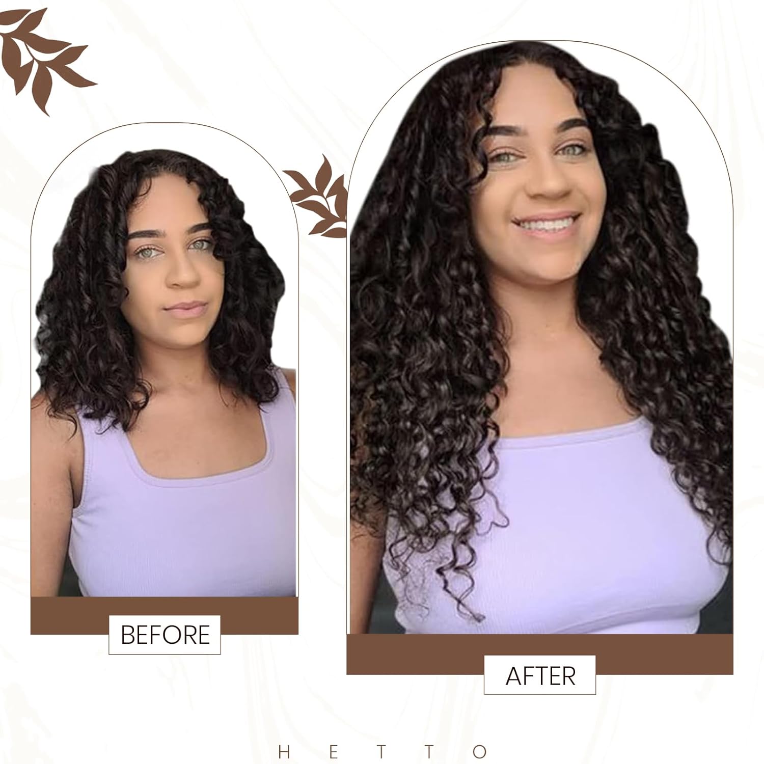 Hetto – Extensiones de cabello humano rizado, color #2 castaño oscuro, cabello humano con clip para cabeza completa, extensiones onduladas