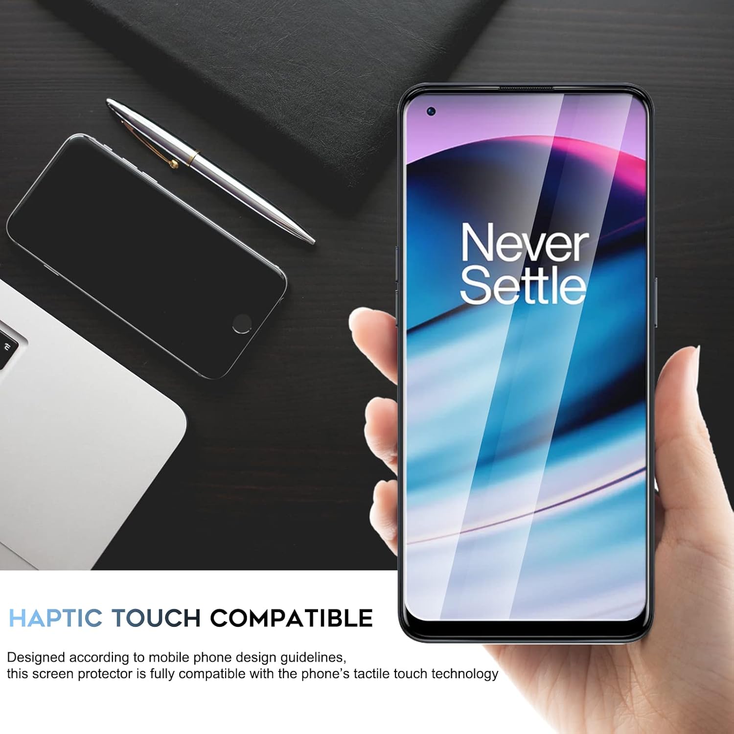Orzero Paquete de 4 protectores de pantalla de vidrio templado compatibles con OnePlus Nord N20 5G, bordes de arco 2.5D, 9 durezas HD, sin burbujas