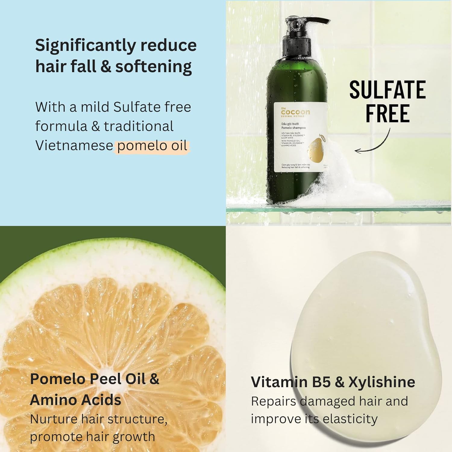 Cocoon Ultimate Hair Repair Set (SAVE 30%) 1x Pomelo Hair Tonic (4.7 fl oz), 1 champú pomelo (16.9 fl oz), 1 acondicionador de pomelo (16.9 fl oz),
