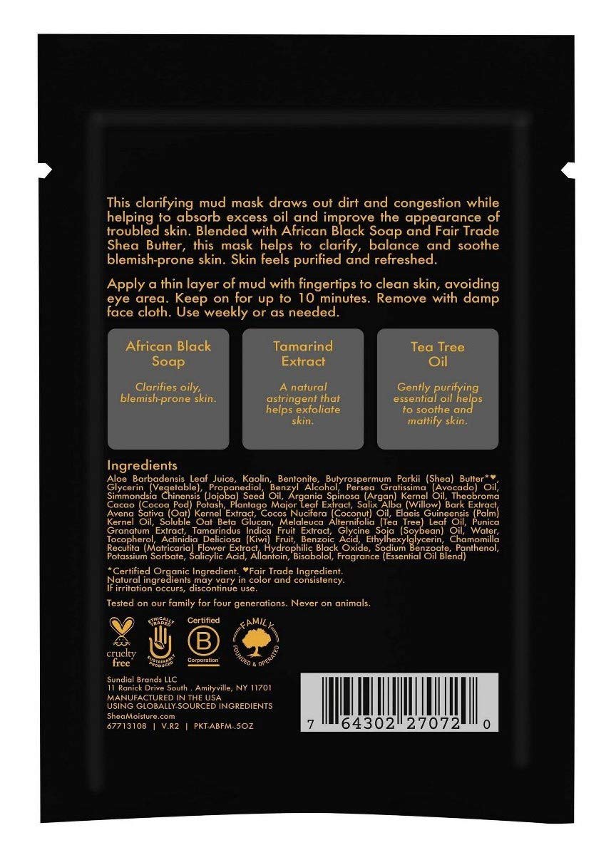 SHEA MOISTURE – Máscara de barro de jabón negro africano, 0.5 onzas (12 piezas)