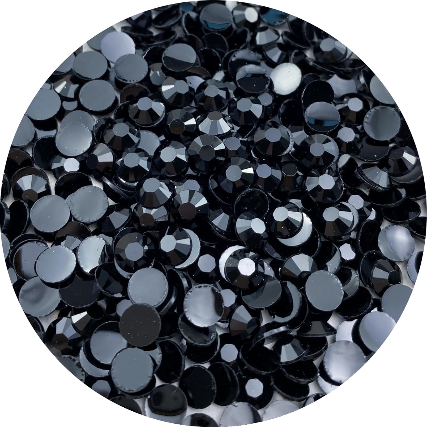 Xinhongo 10000 diamantes de imitación de resina de 0.079 pulgadas (0.079 in) con parte trasera plana, color negro, redondo, para manualidades,