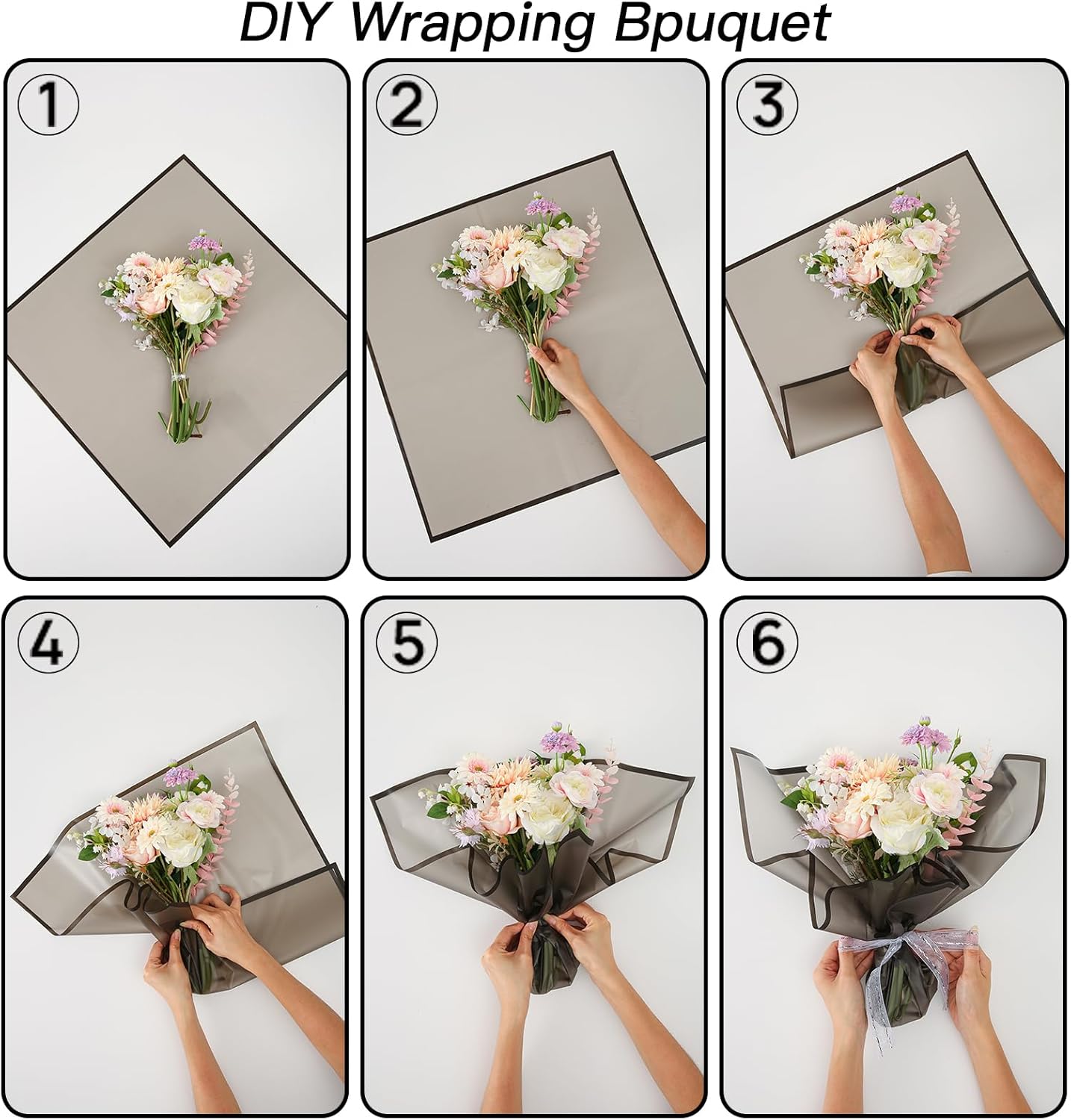 Beautyfloral Papel de regalo de flores, papel de regalo de ramo, papel de regalo coreano, papel de regalo de flores de borde, con cinta de 22.8 x