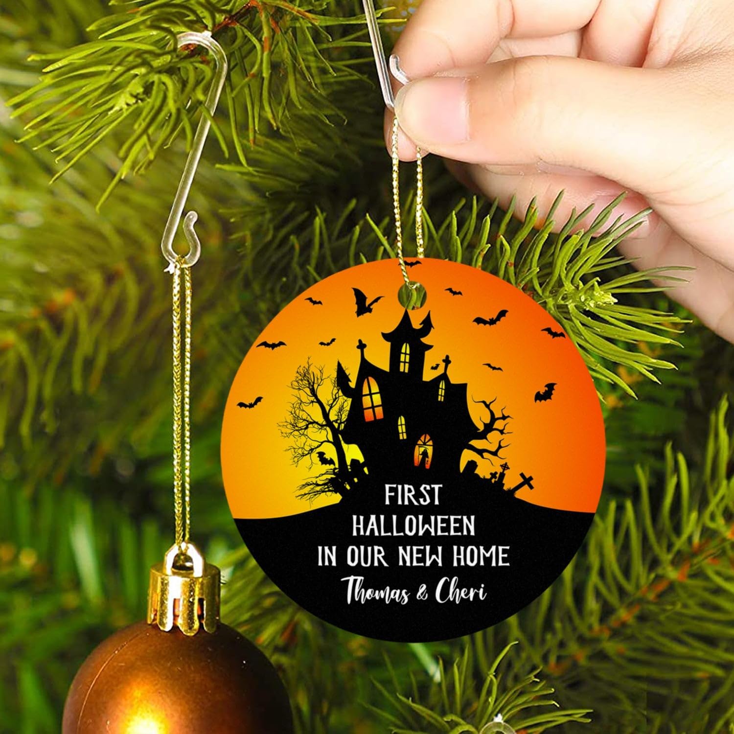 Adorno personalizado para el primer Halloween en nuestro nuevo hogar 2023, adorno de Halloween personalizado para pareja, primer Halloween en adorno