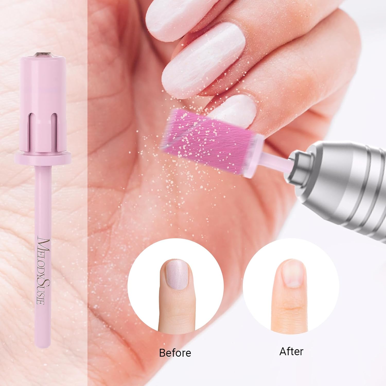 MelodySusie Broca de mandril superior de cristal para uñas, brocas de uñas fáciles de quitar para bandas de lijado, adecuadas para uñas acrílicas,