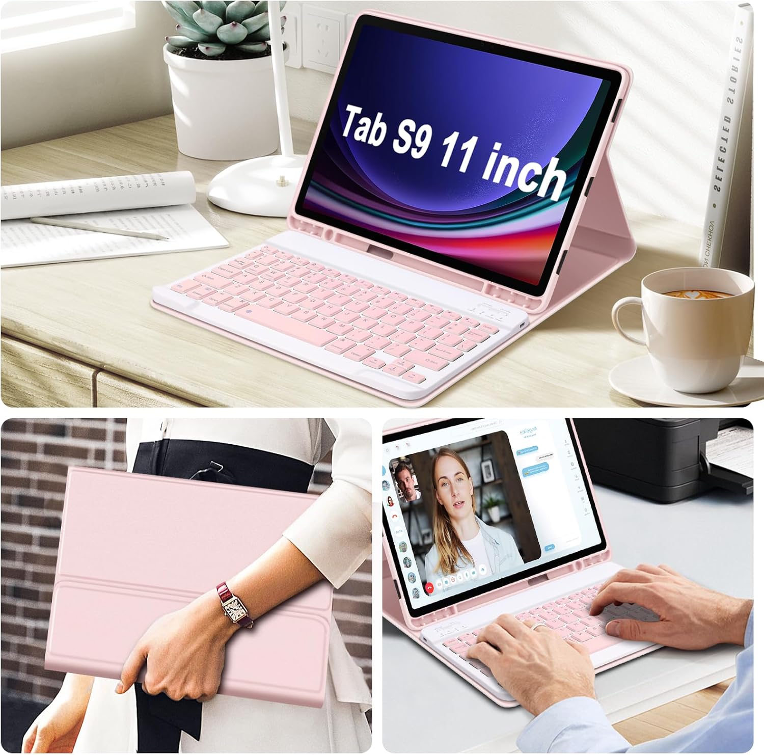 GOKOCO Funda con teclado para Samsung Galaxy Tab S9 2023 de 11 pulgadas, funda de teclado desmontable magnética con soporte para S Pen para