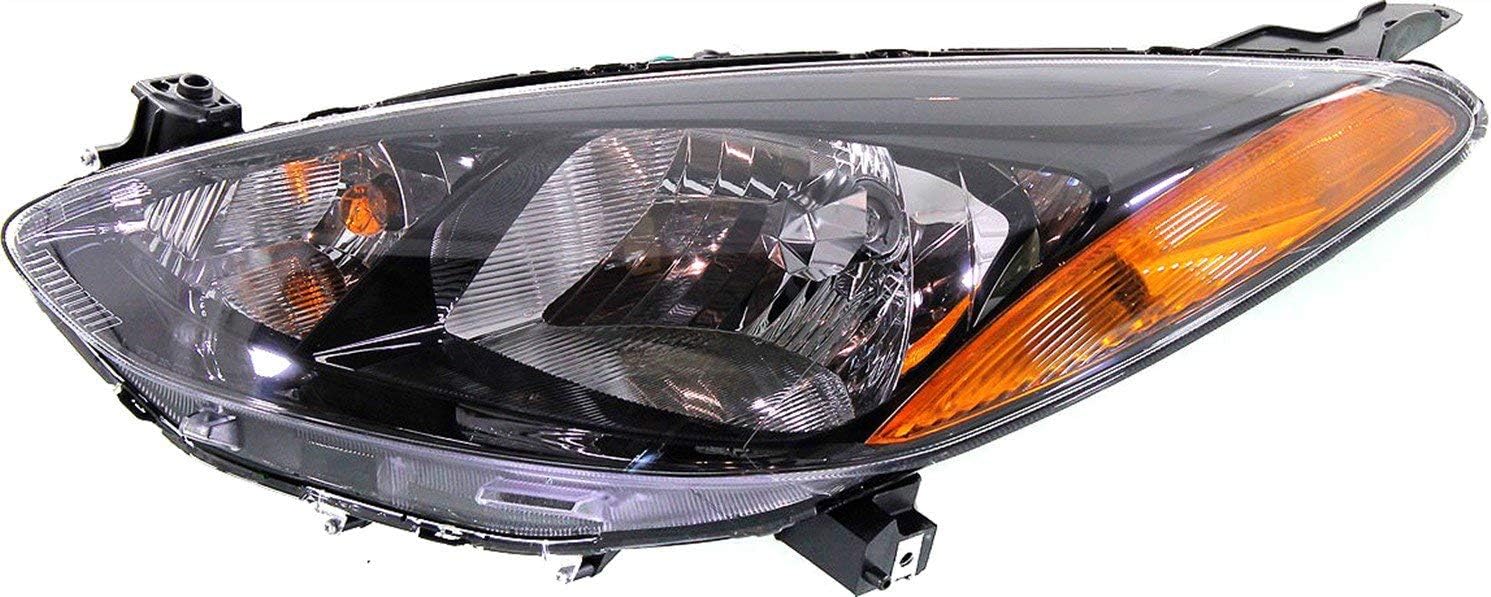 Evan Fischer Juego de faros delanteros compatible con Mazda 2 2011, 2012, 2013, 2014, con arnés de cableado de bombilla, lado izquierdo y derecho