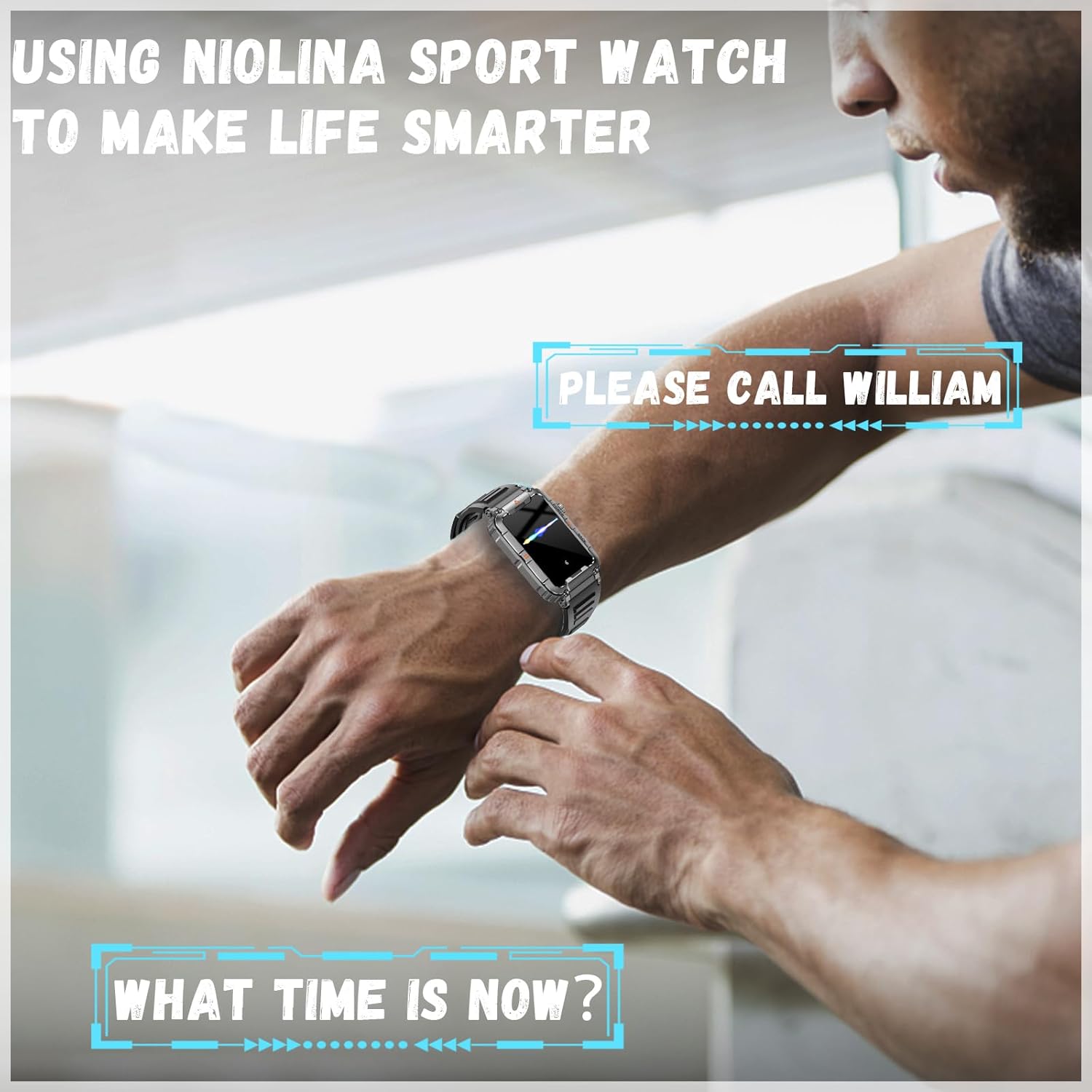niolina Reloj inteligente para teléfonos Android iOS con respuesta y llamadas de 1.57 pulgadas, monitor de fitness HD para hombres, con contador de