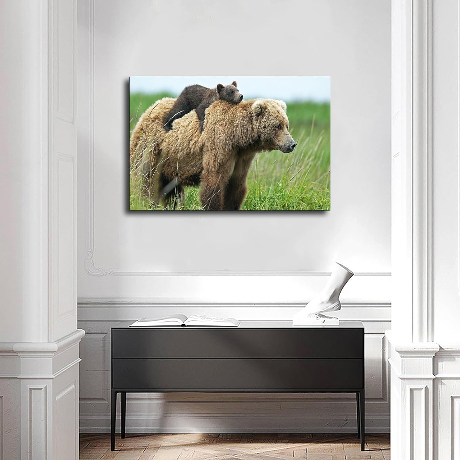 Póster de oso marrón, madre y bebé, oso marrón, familia de animales salvajes, impresión en lienzo, obras de arte estéticas, regalos para dormitorio,