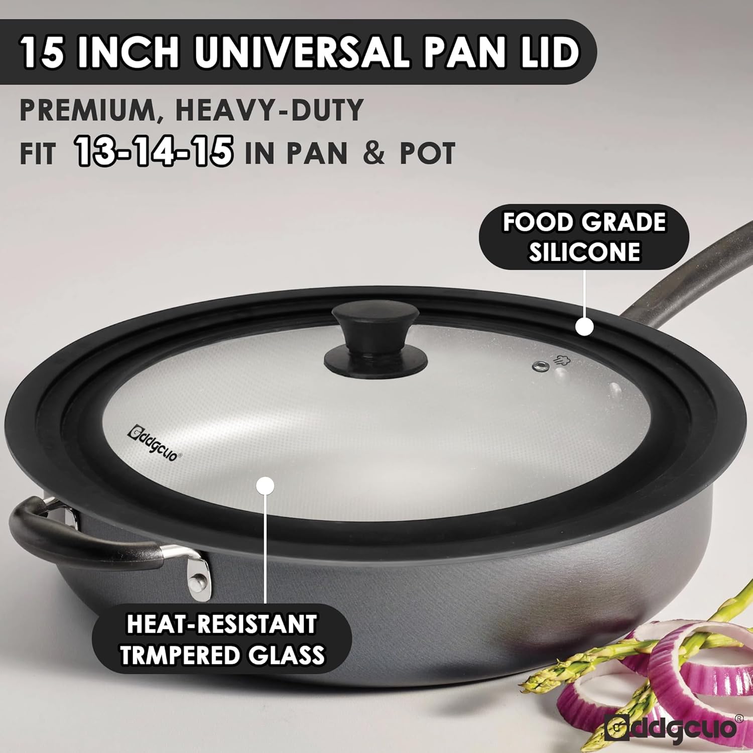 GDDGCUO Tapas universales para sartenes, 2 tapas de olla para ollas, sartenes y sartenes. Se adapta a utensilios de cocina de 13, 14, 15 pulgadas de