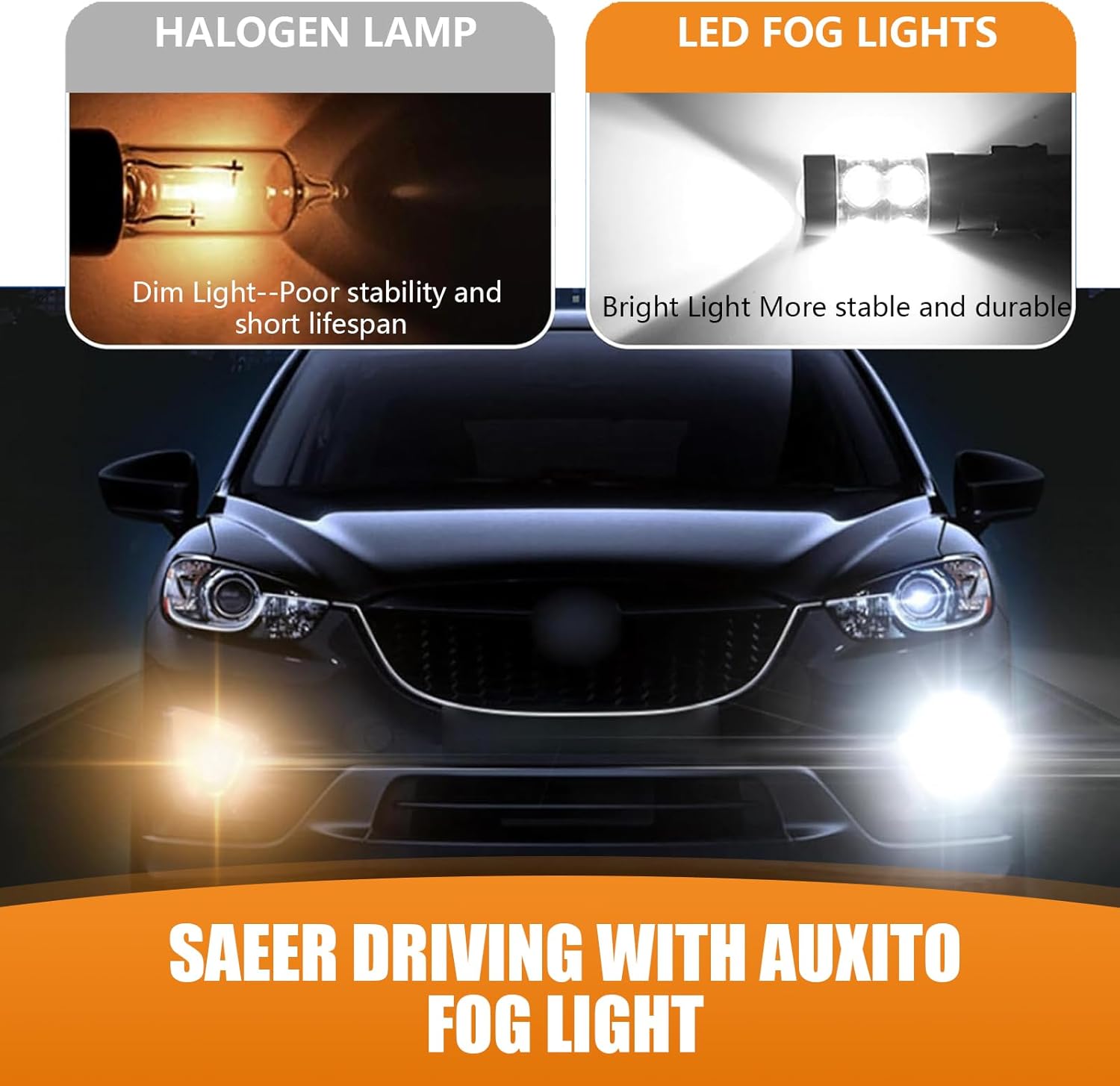 Paquete de 2 luces LED antiniebla para automóvil, bombillas de metal impermeables de repuesto para vehículos, accesorios universales de alta