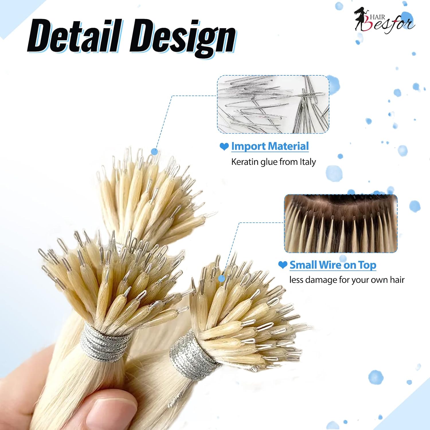 Extensiones de cabello humano con nano cuentas, color degradado, extensiones invisibles de cabello con anillo de micro micro anillo, extensiones de