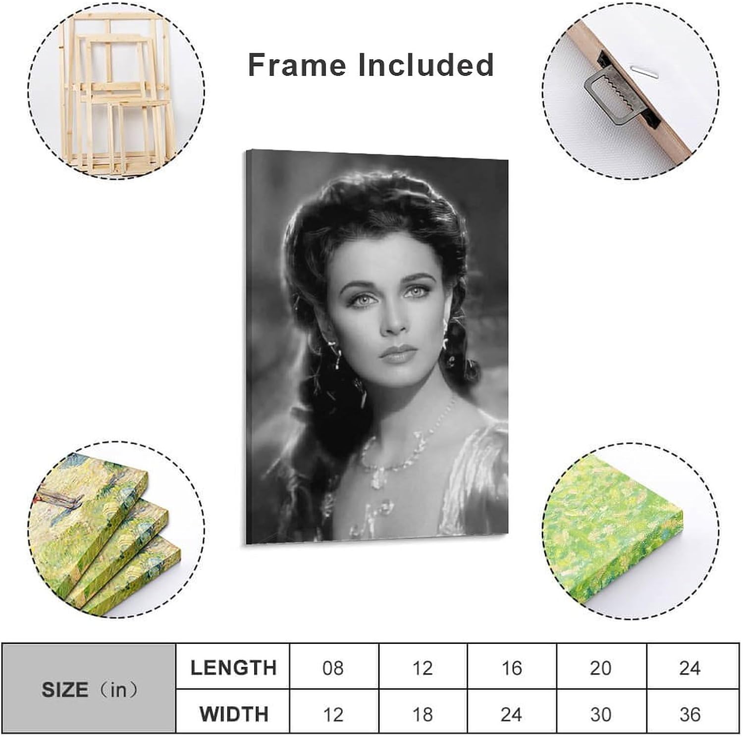 Vivien Leigh – Póster conmemorativo de actriz de cine famosa, 30 regalos, lienzo de pintura, arte de pared, impresiones de cuadros decorativos,