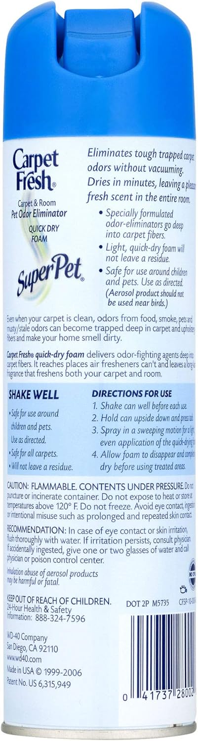 Carpet Fresh Refrescante de espuma sin vacío, Super Pet 10.50 oz (paquete de 2)