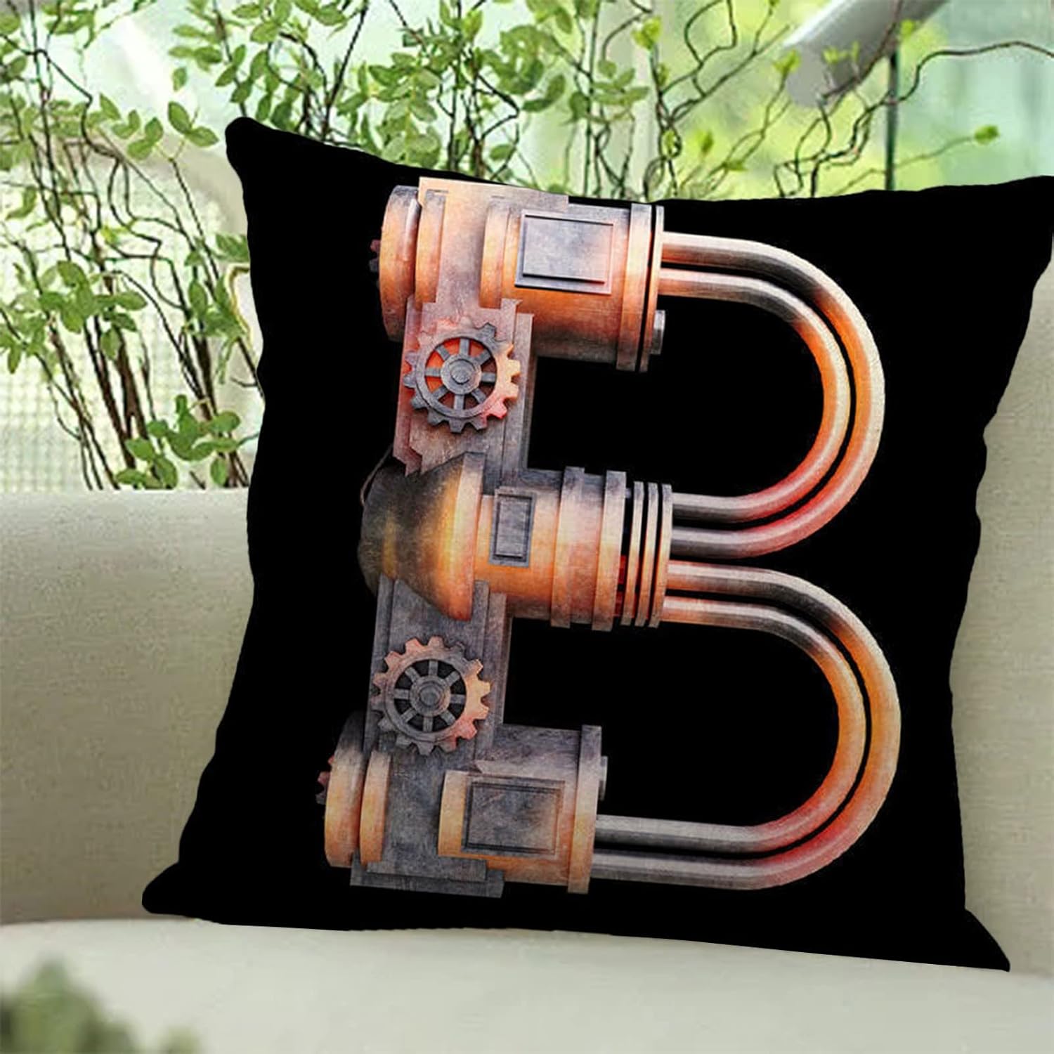 Fundas de almohada familiares con apellido inicial, de Navidad, 26 letras para el hogar, sofá, funda de almohada de lino, 18 x 18 pulgadas