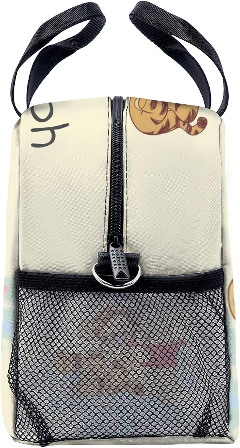 Bolsa de almuerzo con diseño de oso de dibujos animados, bolsa de almuerzo reutilizable a prueba de fugas con correa ajustable para el hombro