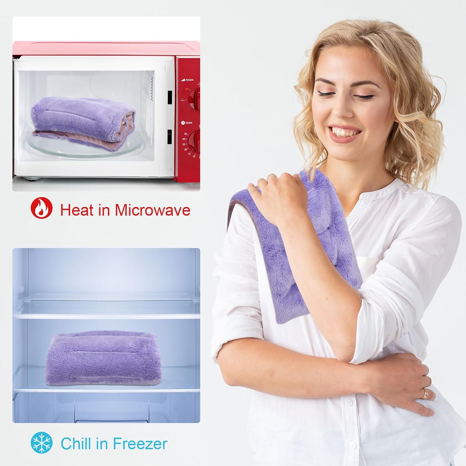 Paquete de 4 almohadillas térmicas para microondas de 7 x 18 pulgadas, almohadillas térmicas para microondas, calentadores de cuello, almohadilla