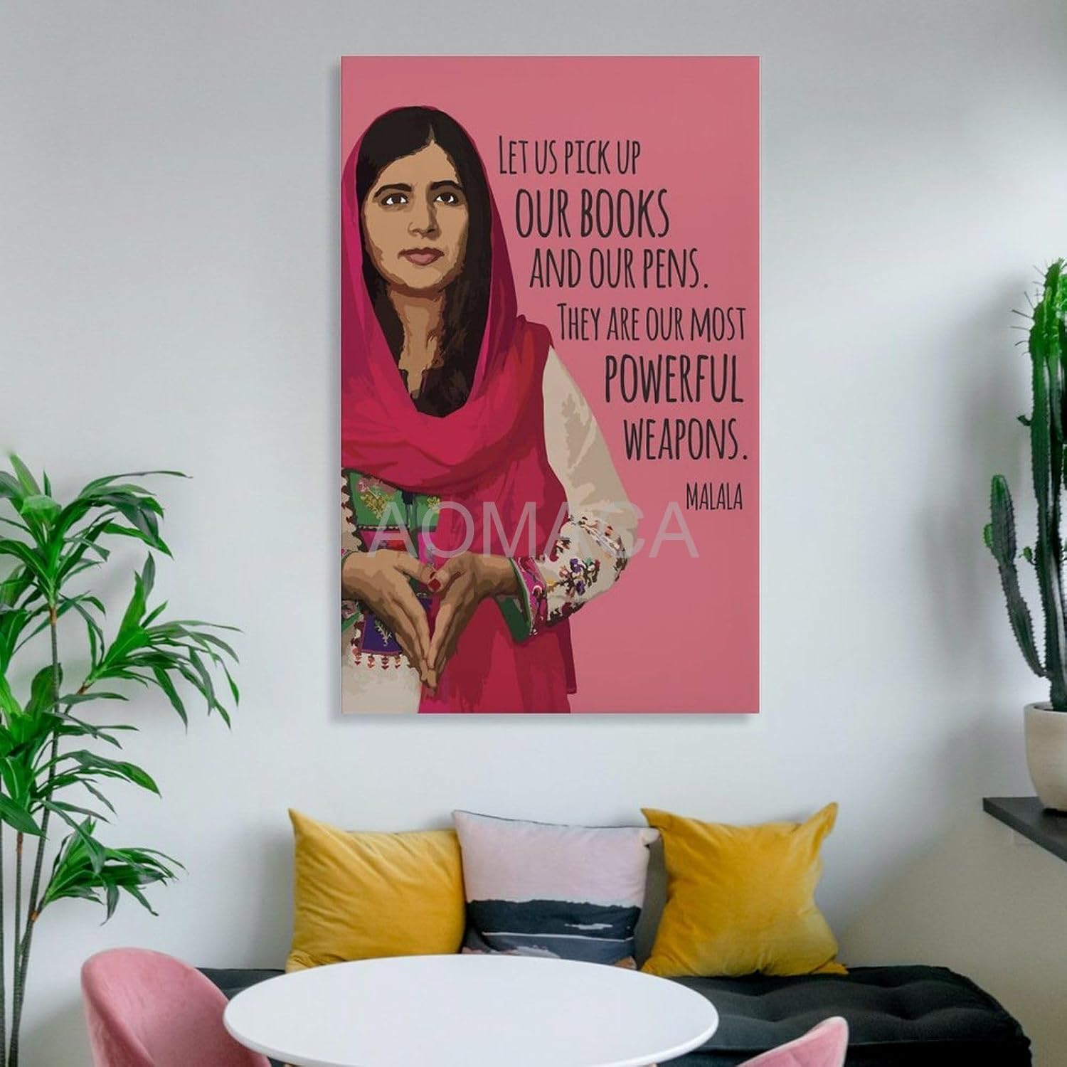 RCIDOS Póster de Malala Yousafzai con cita artística de Malala Yousafzai (14) pósteres e impresiones de pintura en lienzo para decoración de sala de