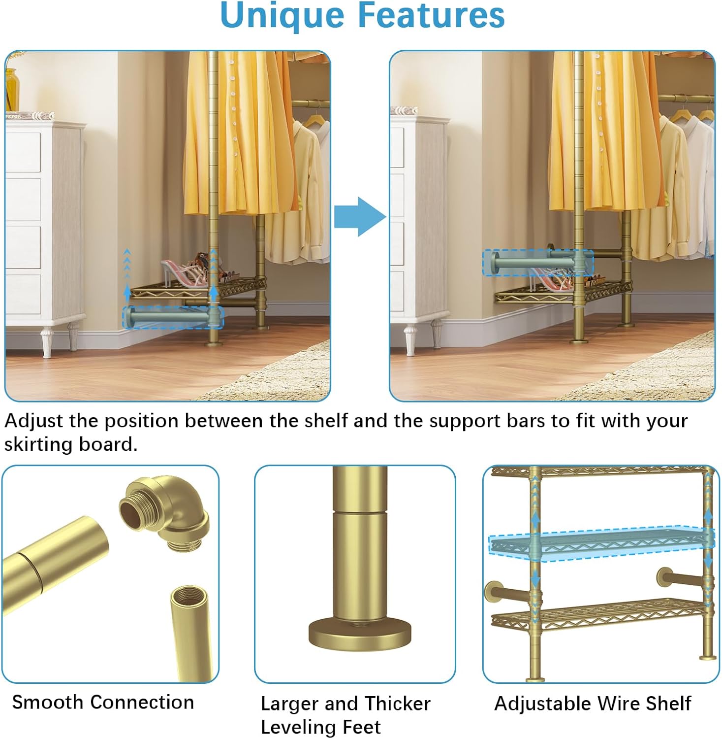 Timate F3 Perchero resistente para colgar ropa, perchero industrial expandible montado en la pared, armario de almacenamiento ajustable, sistema de