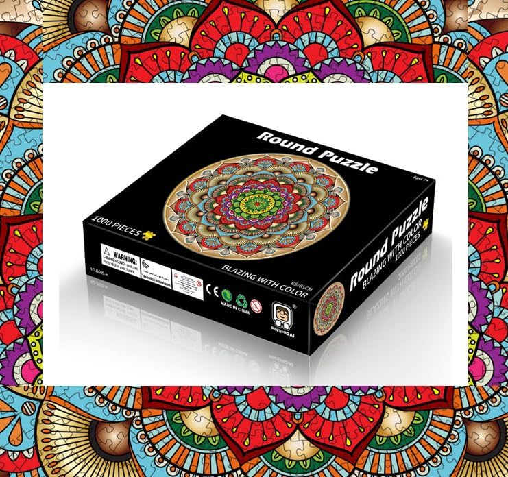 Rompecabezas de mandala de 1000 piezas para adultos, colorido rompecabezas redondo, rompecabezas de desafío para adultos