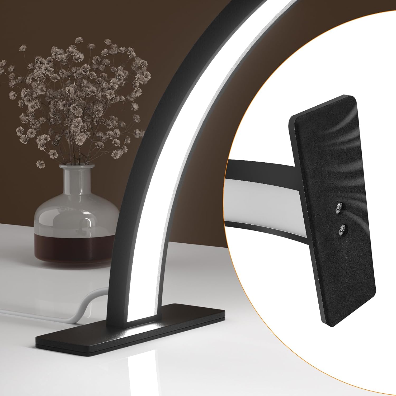 Luz de media luna para escritorio de uñas, lámpara de tecnología de uñas, lámpara de mesa de media luna, lámpara de escritorio para extensión de