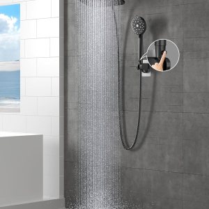 Veken Cabezal de ducha de lluvia de alta presión de 12 pulgadas, cabezales de ducha con 5 modos de pulverización de mano, ducha amplia con manguera Veken Cabezal de ducha de lluvia de alta presión de 12 pulgadas, cabezales de ducha con 5 modos de pulverización de mano, ducha amplia con manguera