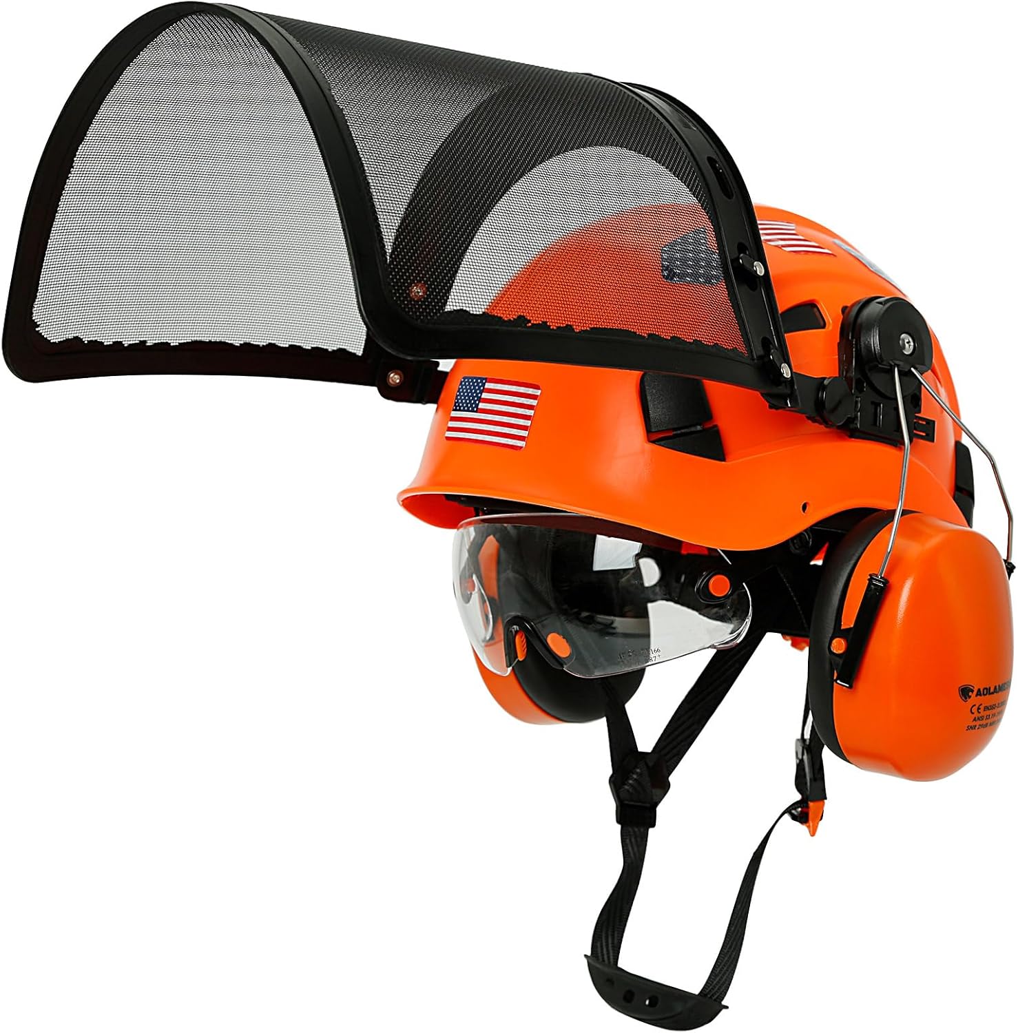 Casco de motosierra con protector facial, orejeras y visera interior, casco de arborista aprobado por la OSHA, casco de seguridad forestal