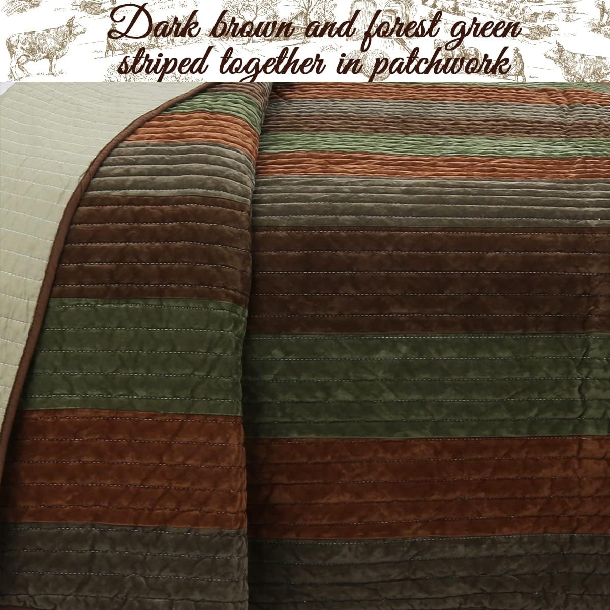 Cozy Line Home Fashions Sanders – Juego de ropa de cama reversible de 100% algodón a rayas.