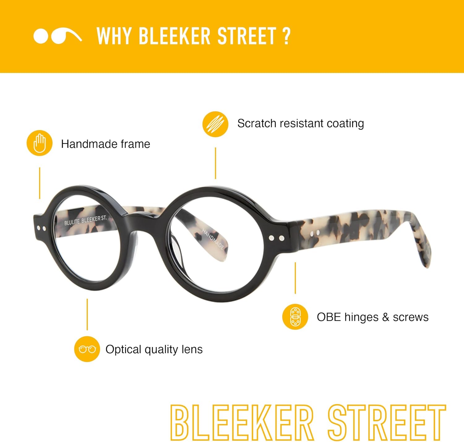 Scojo New York Lightweight Handmade Round Reading Glasses for Men and Women with Scratch-Resistant Lenses