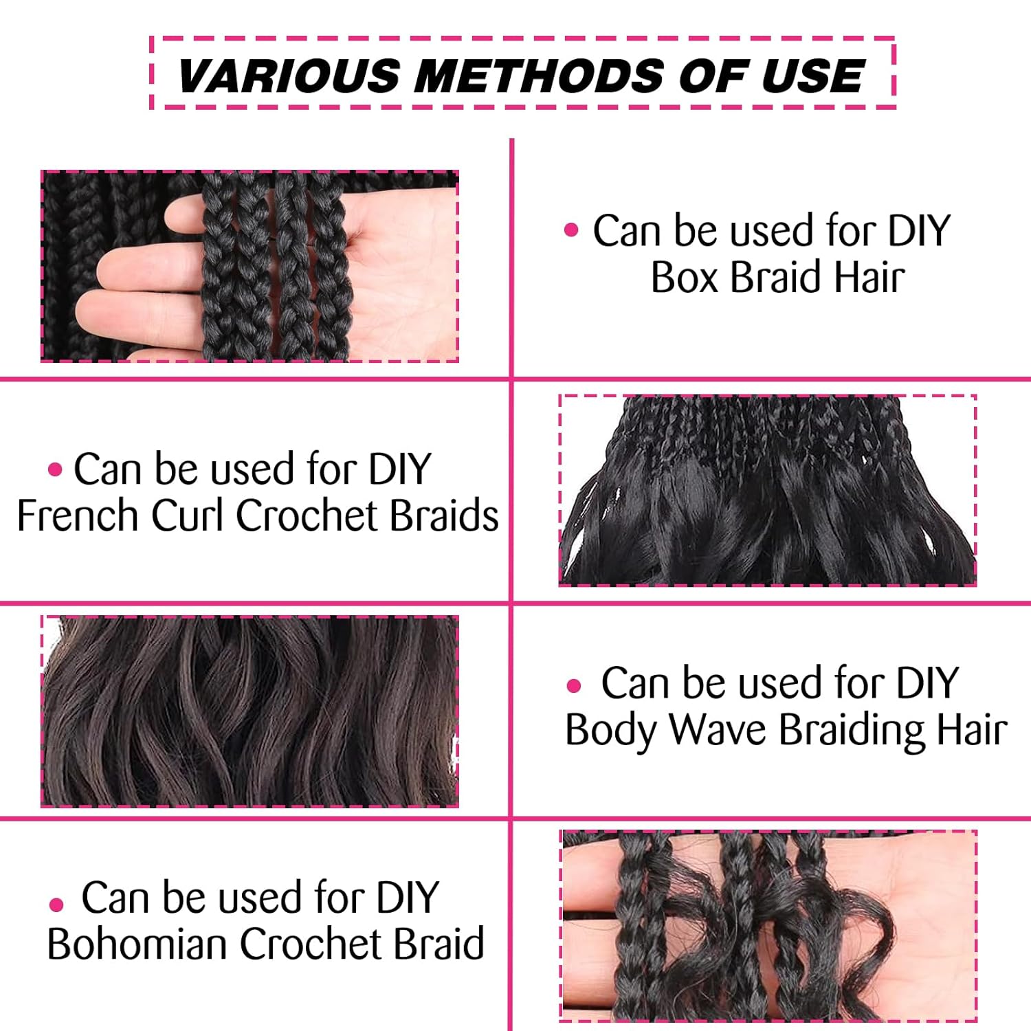 Unionbeauty – Paquete de 9 paquetes de cabello ondulado ondulado preemplumado para trenzas de caja bohemia, trenzas de ganchillo sintéticas,