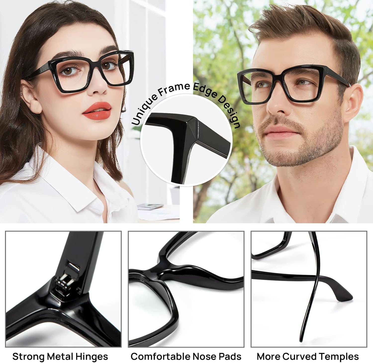 Gafas de lectura de gran tamaño para mujeres y hombres, lectores cuadrados grandes de 1.0 1.25 1.5 1.75 2.0 2.25 2.5 a 3.5