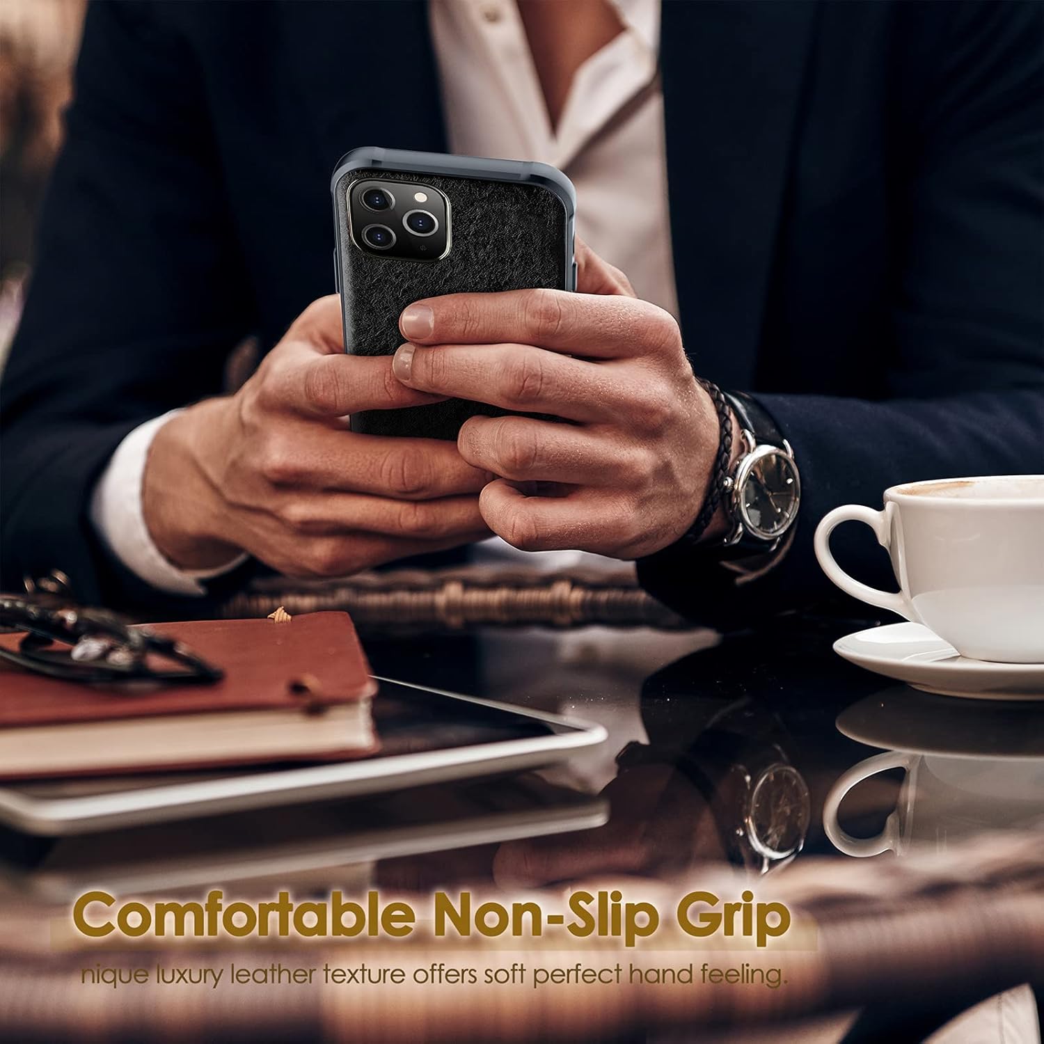 LOHASIC Funda de cuero para iPhone 12 Propara iPhone 12, delgada, de lujo, de poliuretano, suave, antideslizante, a prueba de golpes, antiarañazos,