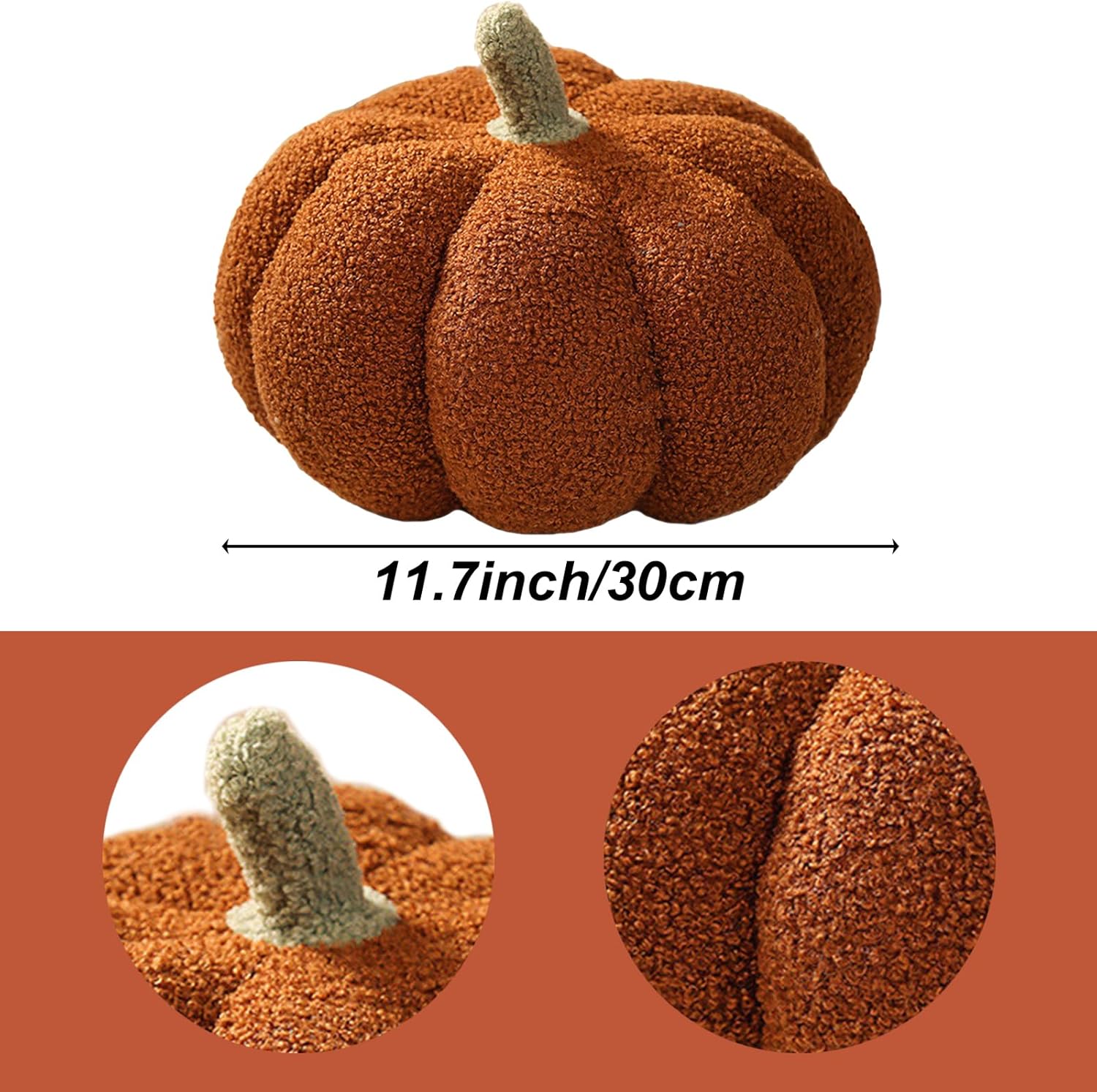 DRTRU Almohada de calabaza, cojín de calabaza 3D de Halloween, juguete de felpa suave de calabaza para decoración de muebles, Acción de Gracias,