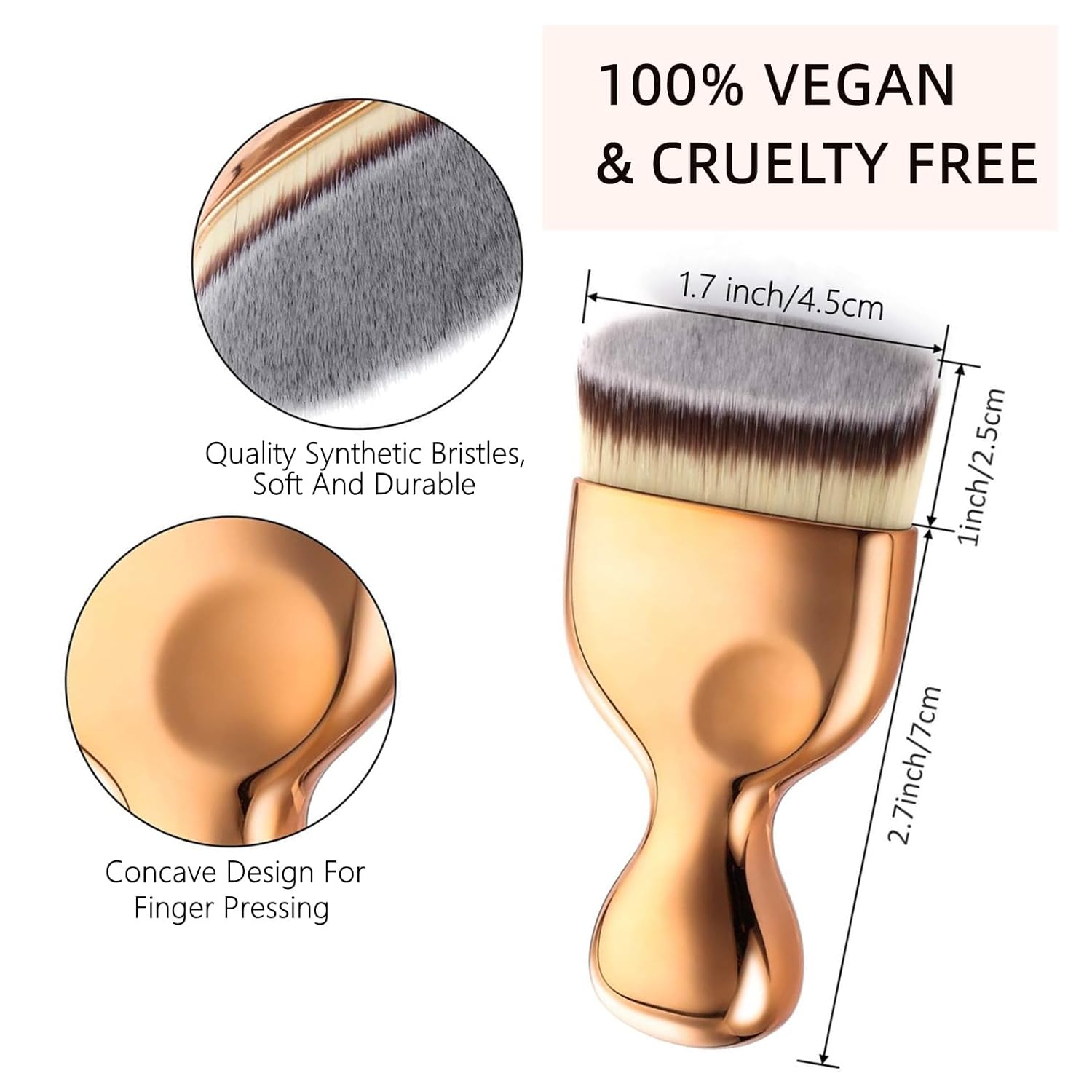 Brocha Kabuki plana en ángulo para autobronceador, cepillo autobronceador, cepillo de maquillaje corporal de alta densidad para bronceado sin sol,