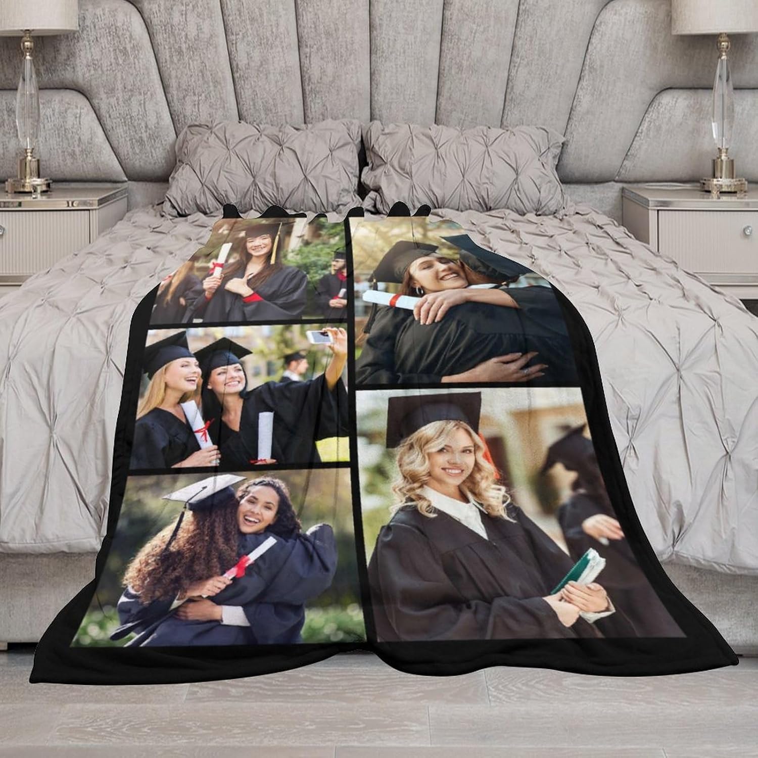 Mantas personalizadas con texto fotográfico, manta personalizada con imágenes, mantas personalizadas con collage de fotos, cumpleaños, Navidad,