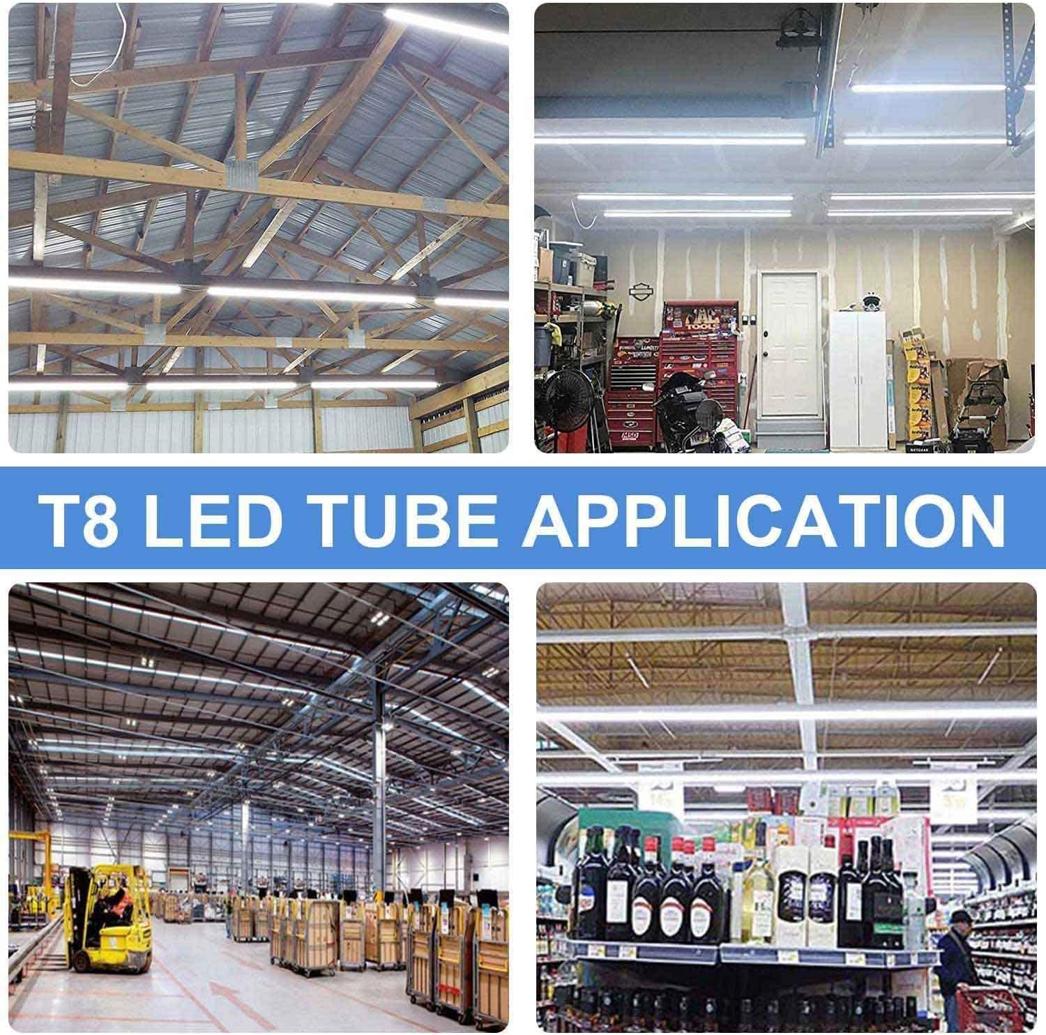 Paquete de 6 lámparas LED T8 de 4 pies y 24 W integradas, luz de tienda con interruptor de encendidoapagado, iluminación enlazable de utilidad, luz
