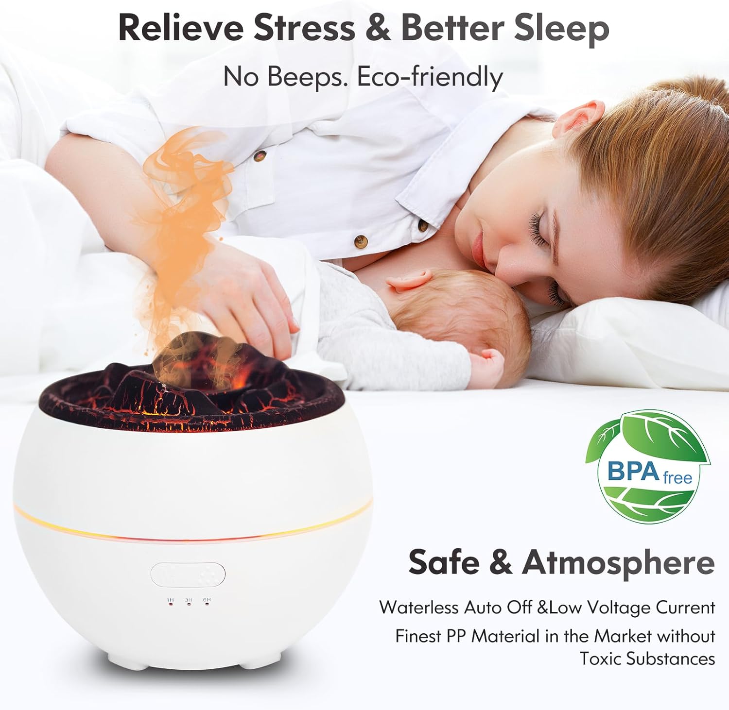Humidificador de llama con 7 colores difusores de aceite esencial, humidificador sin ruido mejorado para el hogar, estudio de yoga, gimnasio,