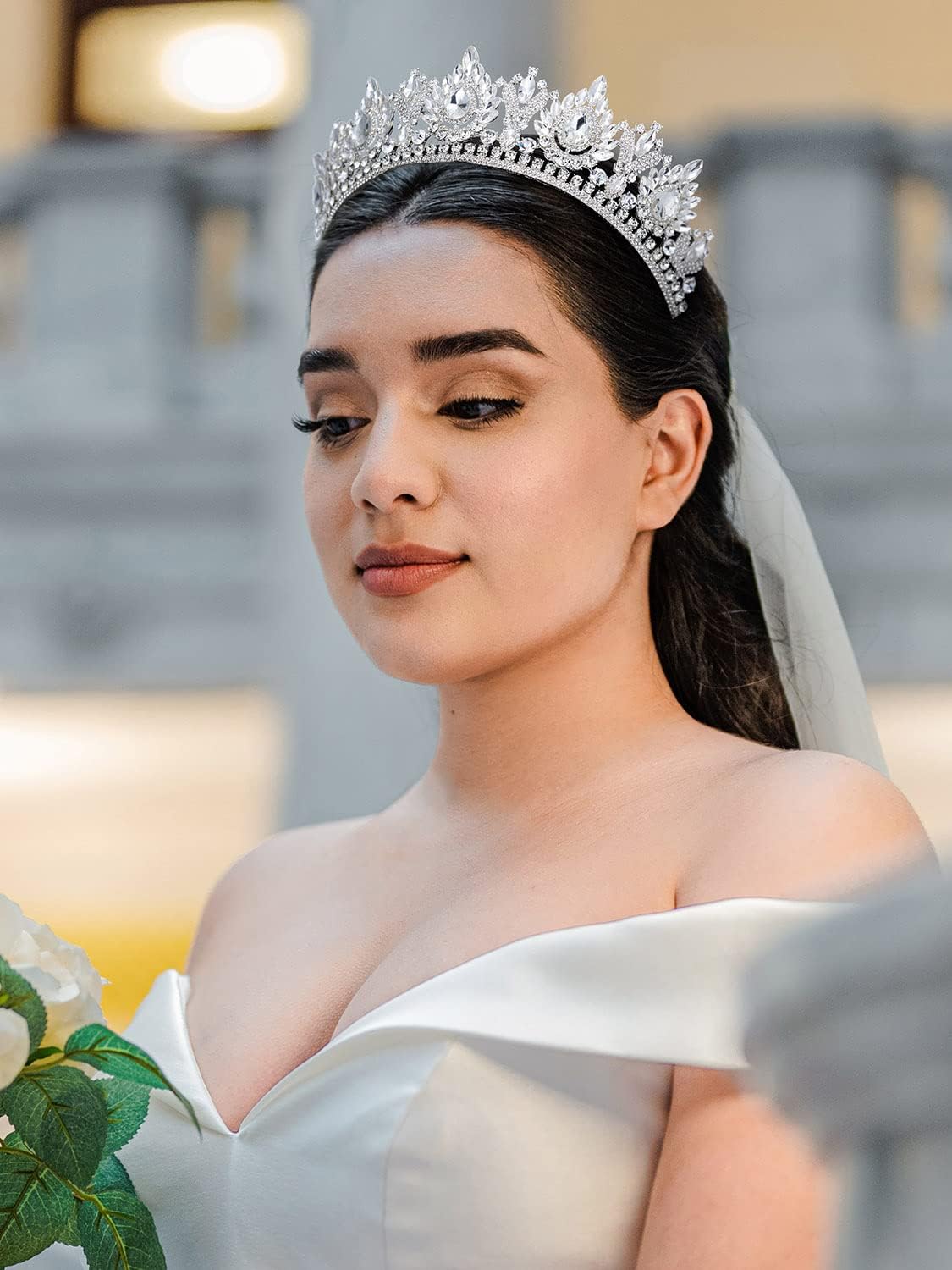 SWEETV Tiara barroca para mujer, tiara de boda para novia, accesorio para el cabello de fiesta de cumpleaños de Halloween, fiesta de cumpleaños