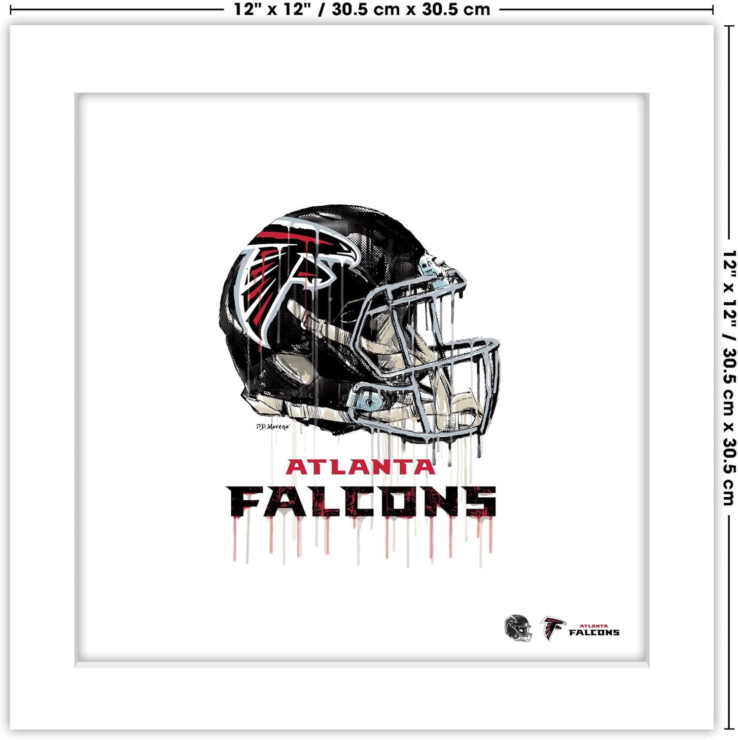 Trends International Gallery Pops NFL Atlanta Falcons – Póster de pared con casco de goteo, 12.00 x 12.00 pulgadas, versión de marco blanco
