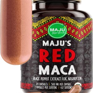 MAJU – Cápsulas orgánicas de raíz de maca roja de 120 unidades, píldoras de refuerzo de nutrición enfocadas en mujeres, aumento de muslos, polvo en MAJU – Cápsulas orgánicas de raíz de maca roja de 120 unidades, píldoras de refuerzo de nutrición enfocadas en mujeres, aumento de muslos, polvo en
