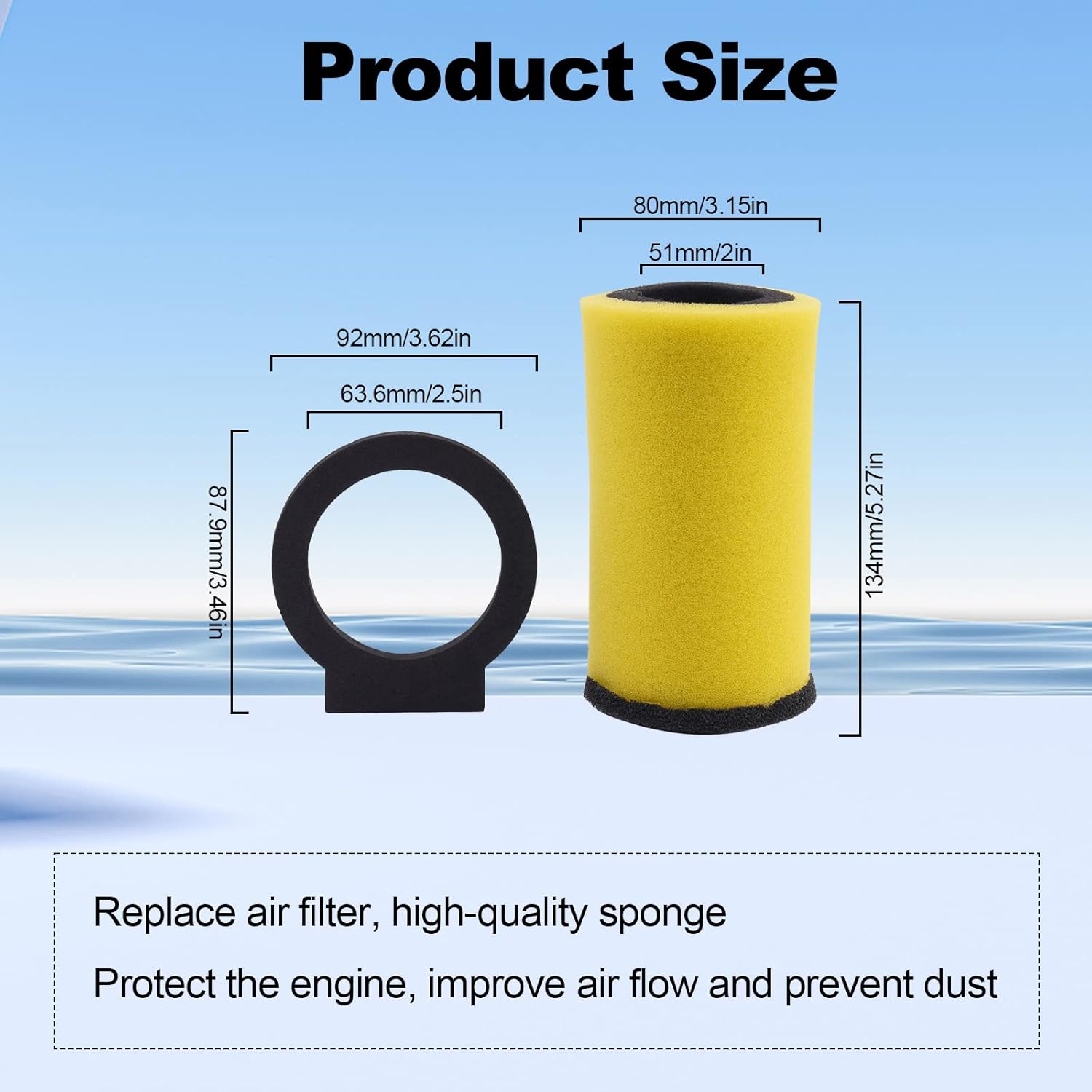 2 filtros de aire 1YW-14451-00-00 compatibles con Yamaha Big Bear 350 Timberwolf 250 YFB250U YFB250FW YFM350U YFM350FW Kodiak 400 YFM400FW Moto-4