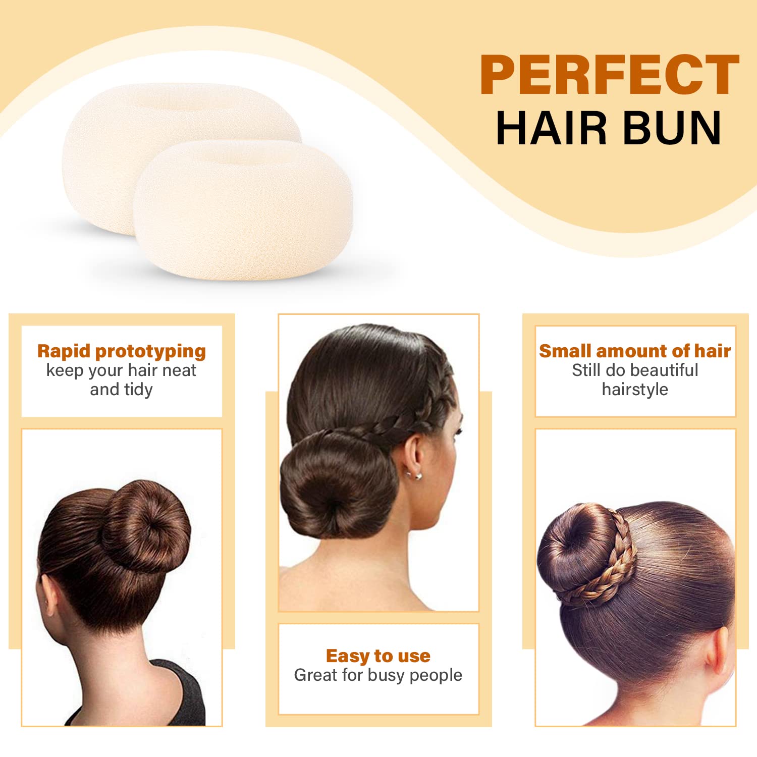 Miss Pouty Máquina para hacer moños para el cabello (rubio)  Moldeador de bollos de rosquilla estilo anillo  Máquina para hacer bollos para el