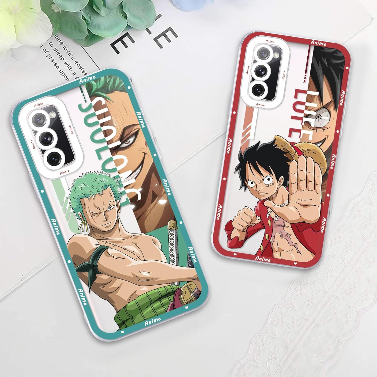 2 fundas transparentes de anime japonés para Samsung Galaxy A13 5G, transparentes de 6.5 pulgadas, estampado de cómics de manga genial, fundas de