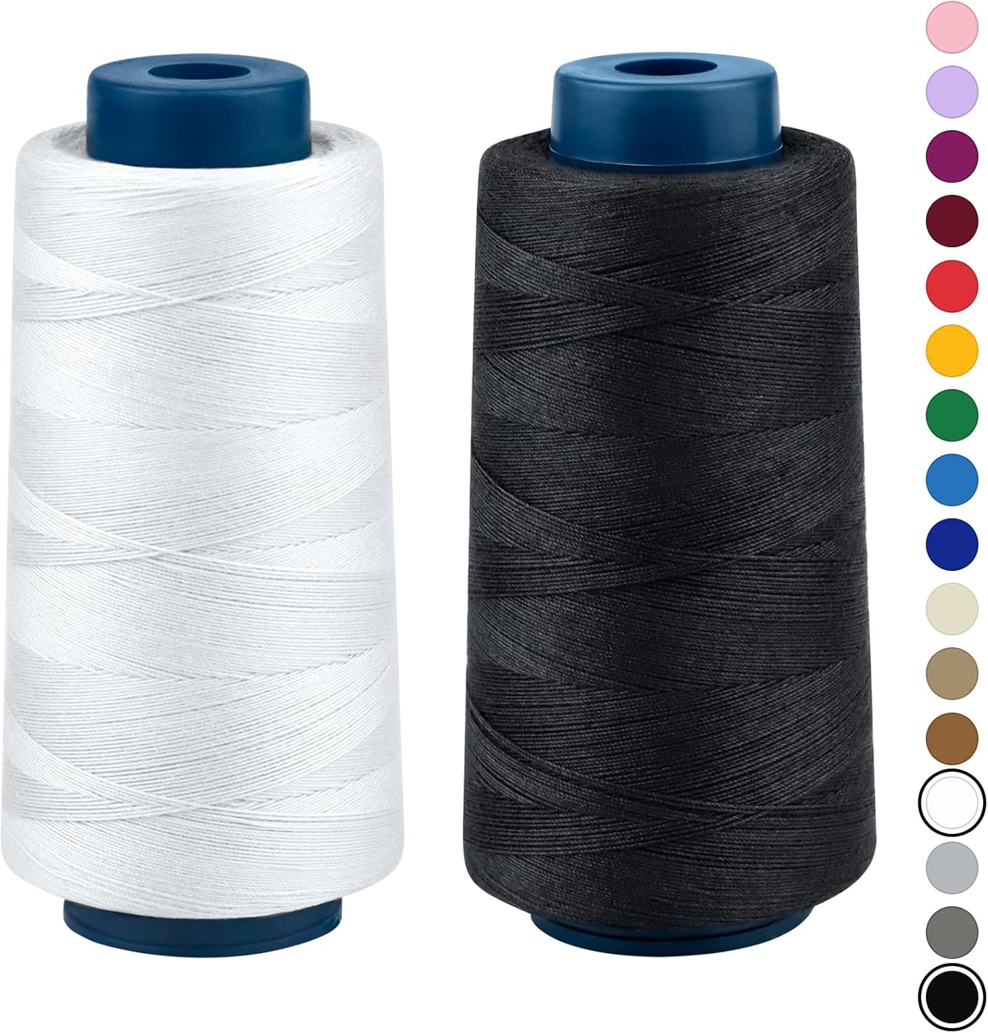 FIVEIZERO Hilo de coser para tapicería Serger acolchado 2 carretes extra fuertes 20S3 2000yds Conos de hilo de poliéster, hilo multiusos resistente